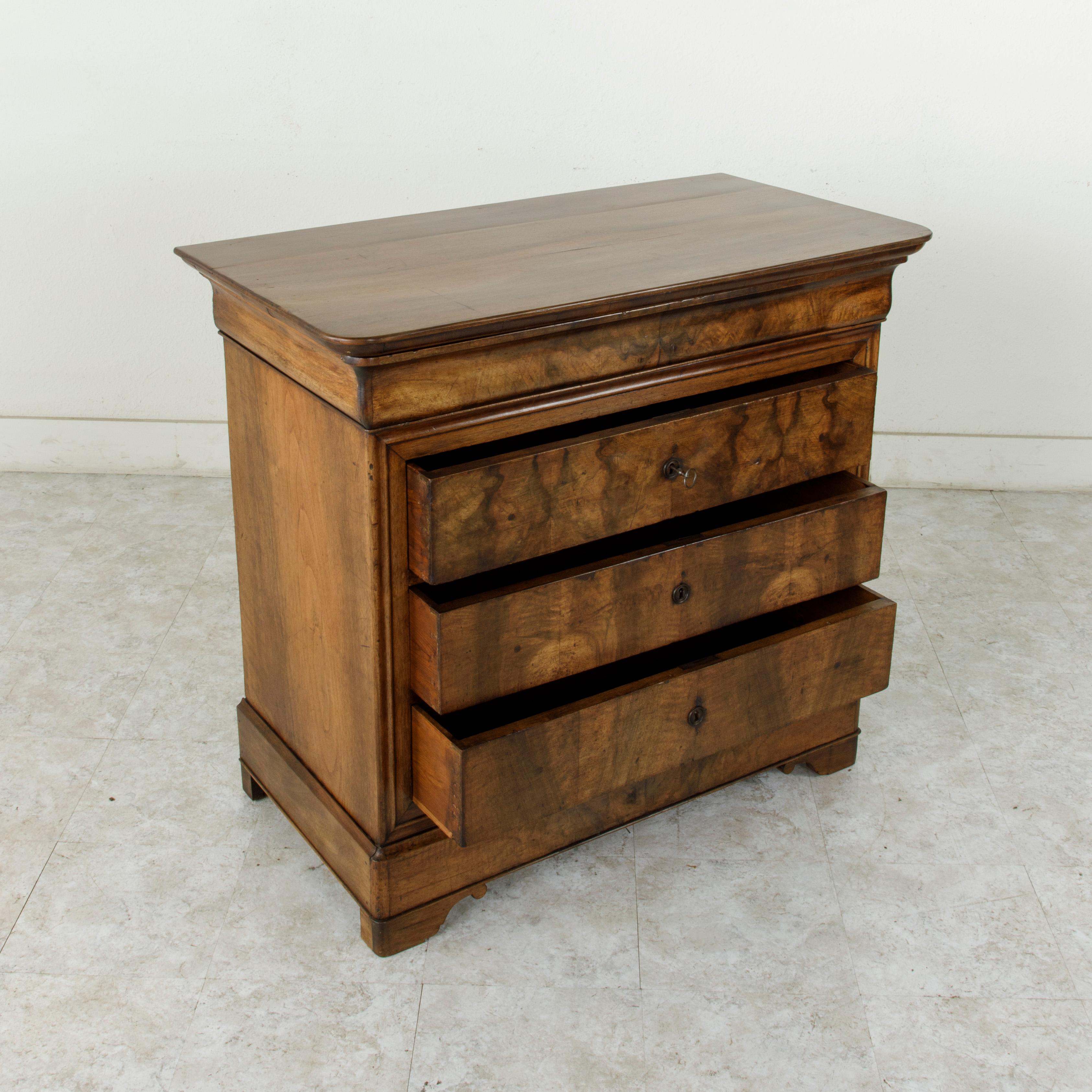 Small Scale 19th Century French Louis Philippe Period Walnut Commode or Chest 9