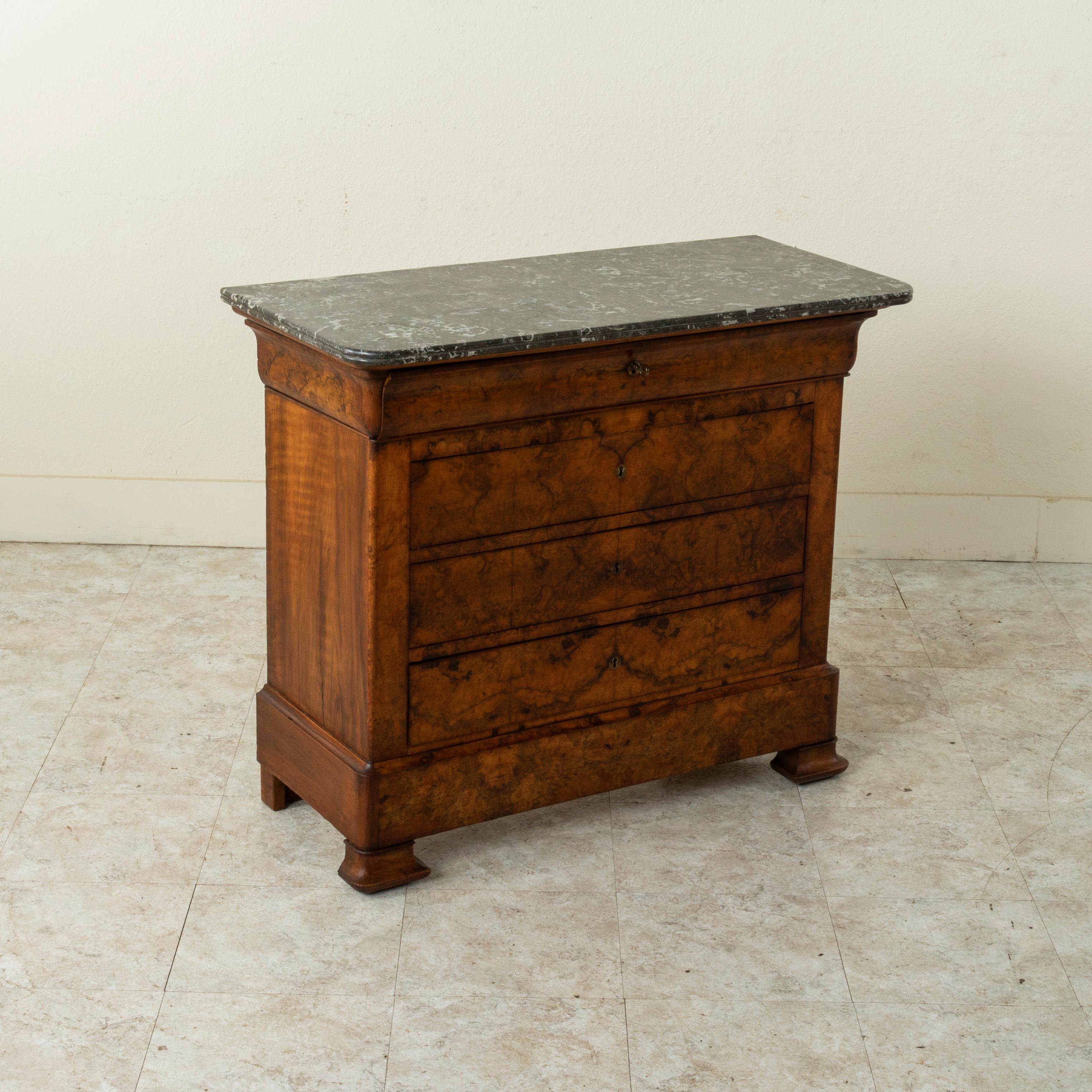 Small Scale 19th Century French Louis Philippe Period Walnut Commode or Chest In Good Condition In Fayetteville, AR