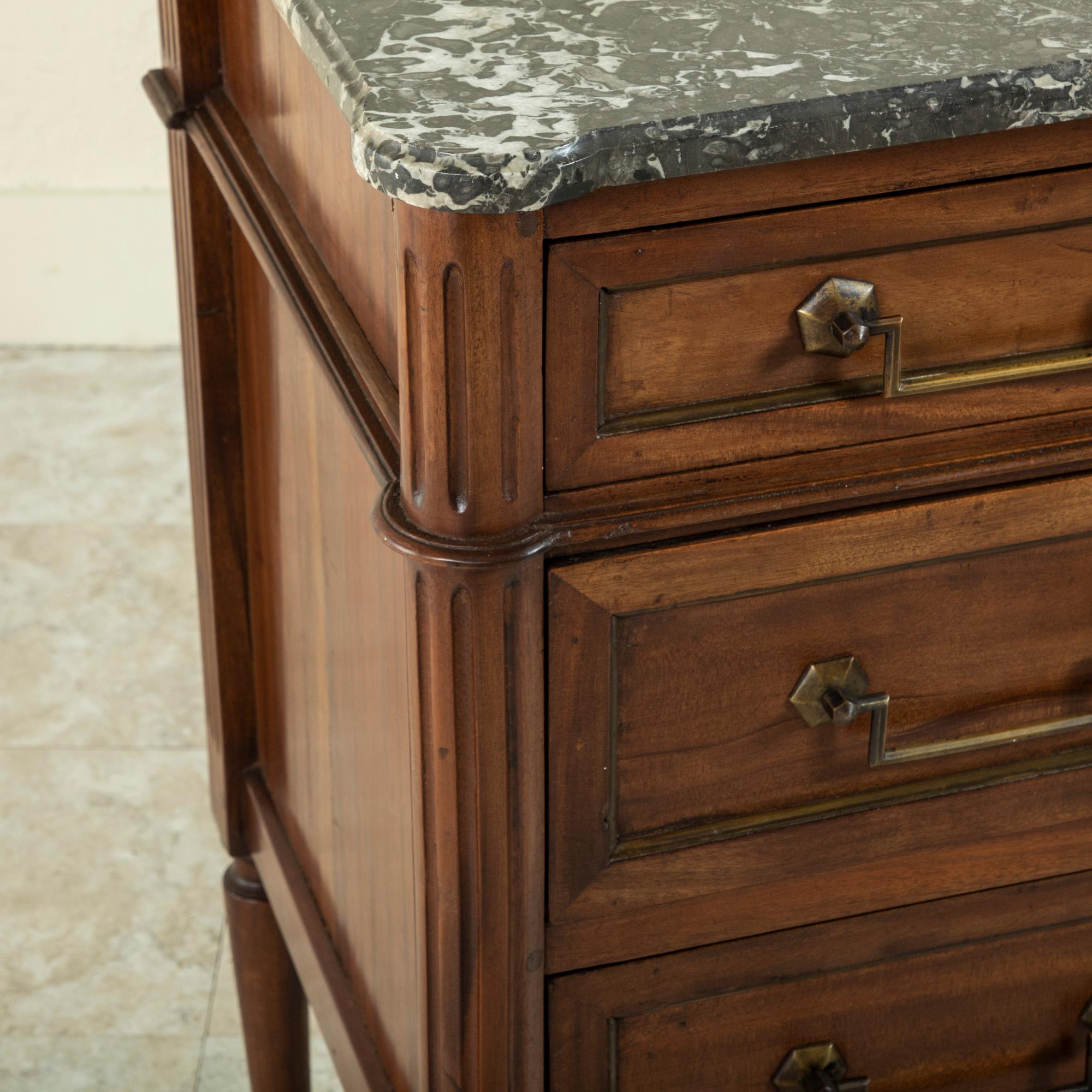 Small Scale 19th Century French Louis XVI Style Mahogany Chest, Commode, Marble 6