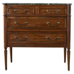 Small Scale 19th Century French Louis XVI Style Mahogany Chest, Commode, Marble