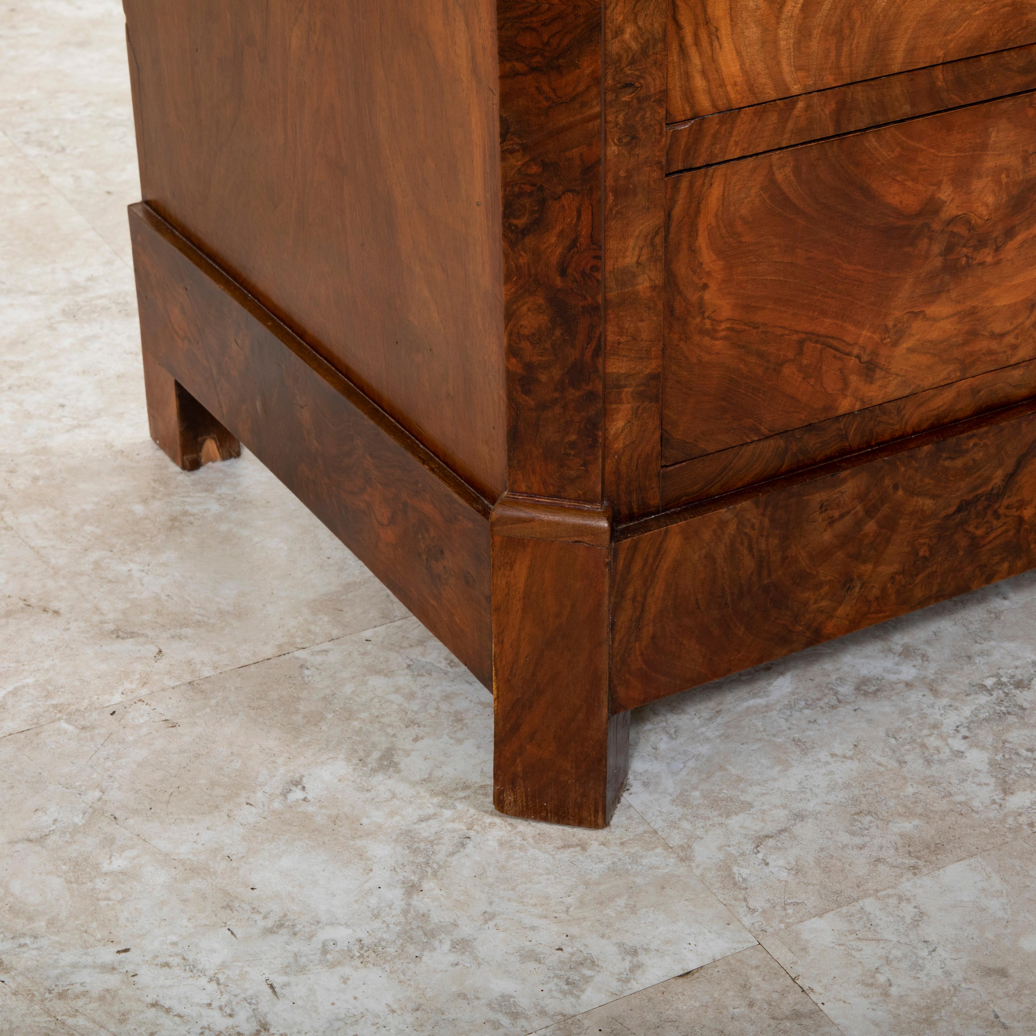 Small Scale 19th Century French Restauration Period Burl Walnut Commode 9