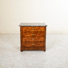 Small Scale 19th Century French Restauration Period Burl Walnut Commode
