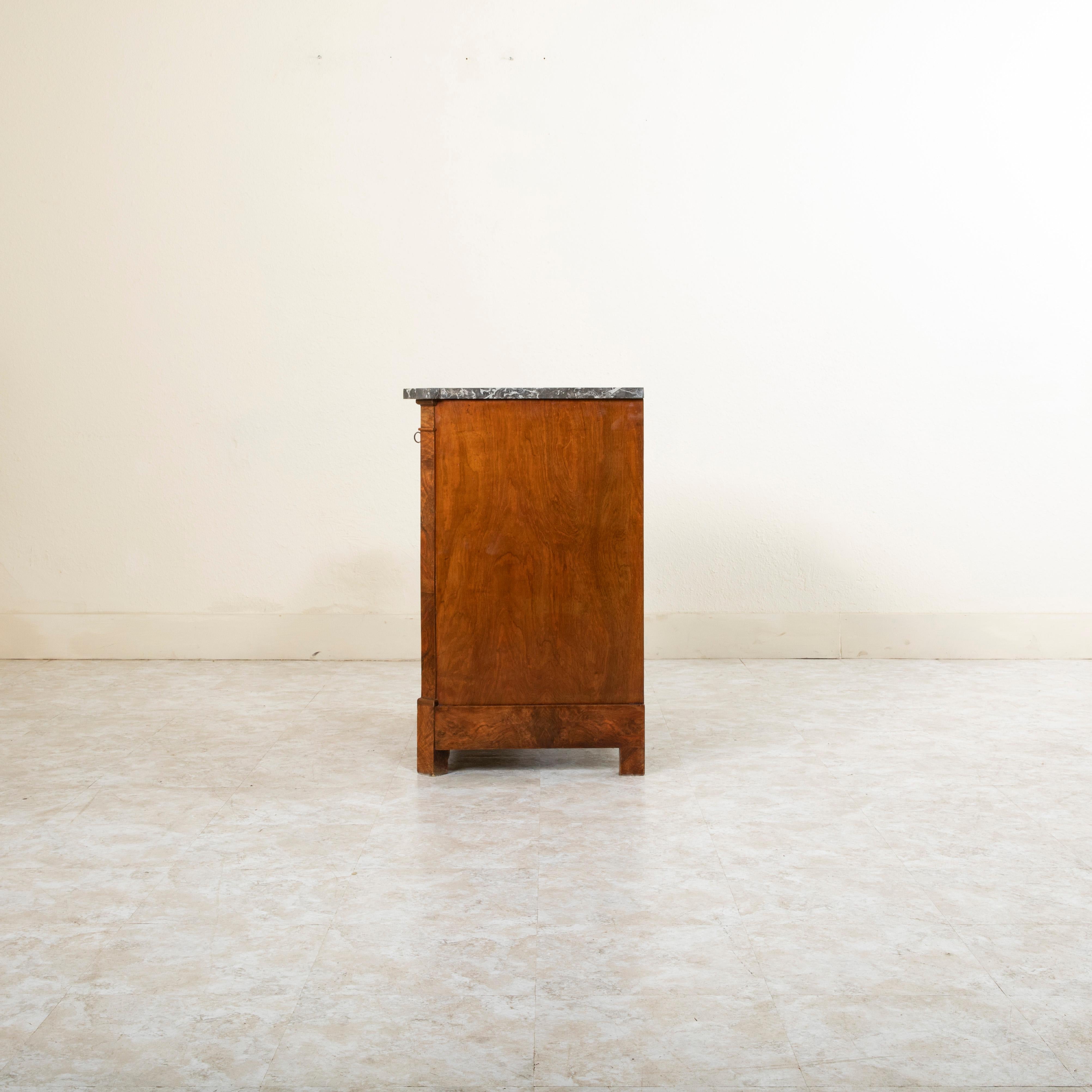 Marble Small Scale 19th Century French Restauration Period Burl Walnut Commode
