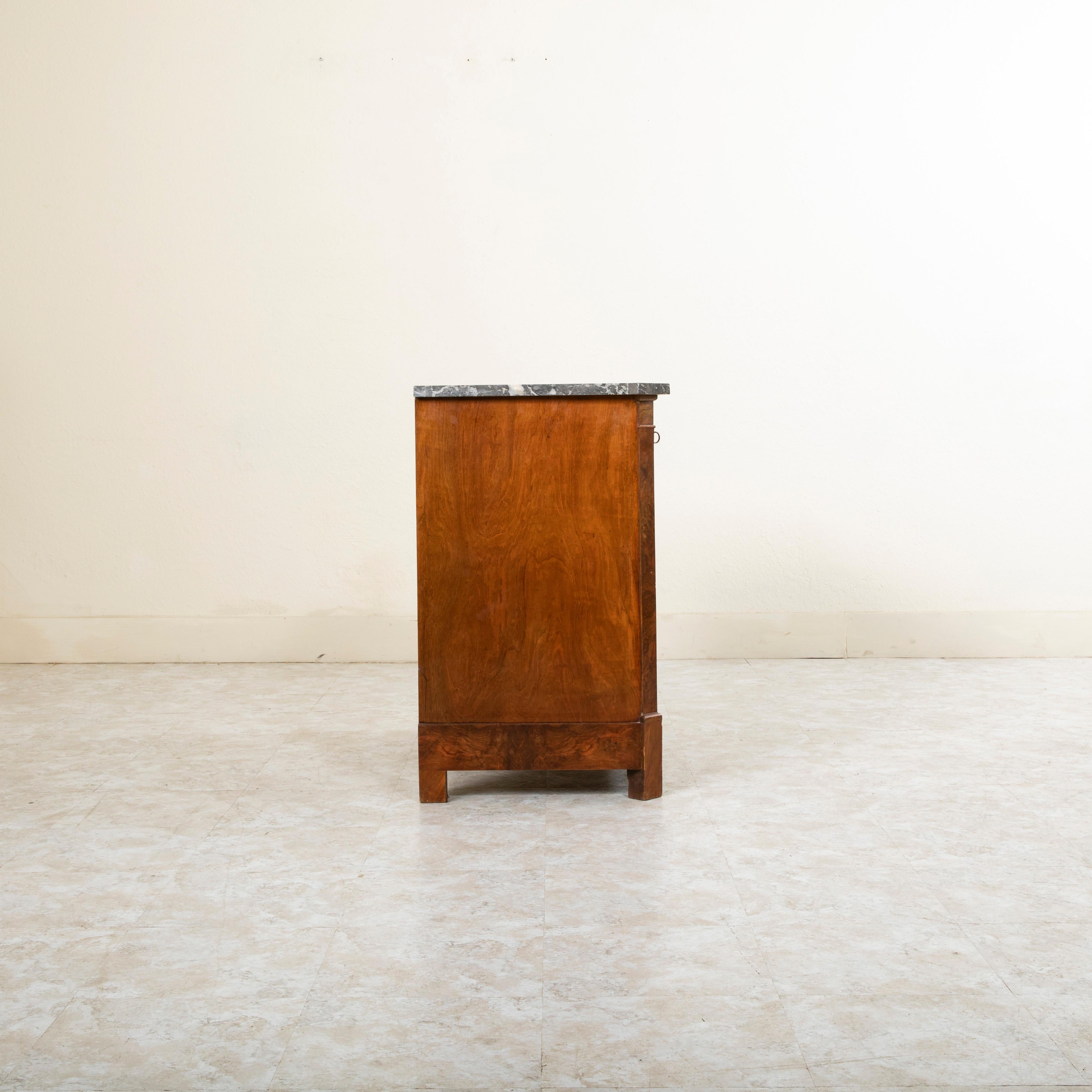 Small Scale 19th Century French Restauration Period Burl Walnut Commode 2