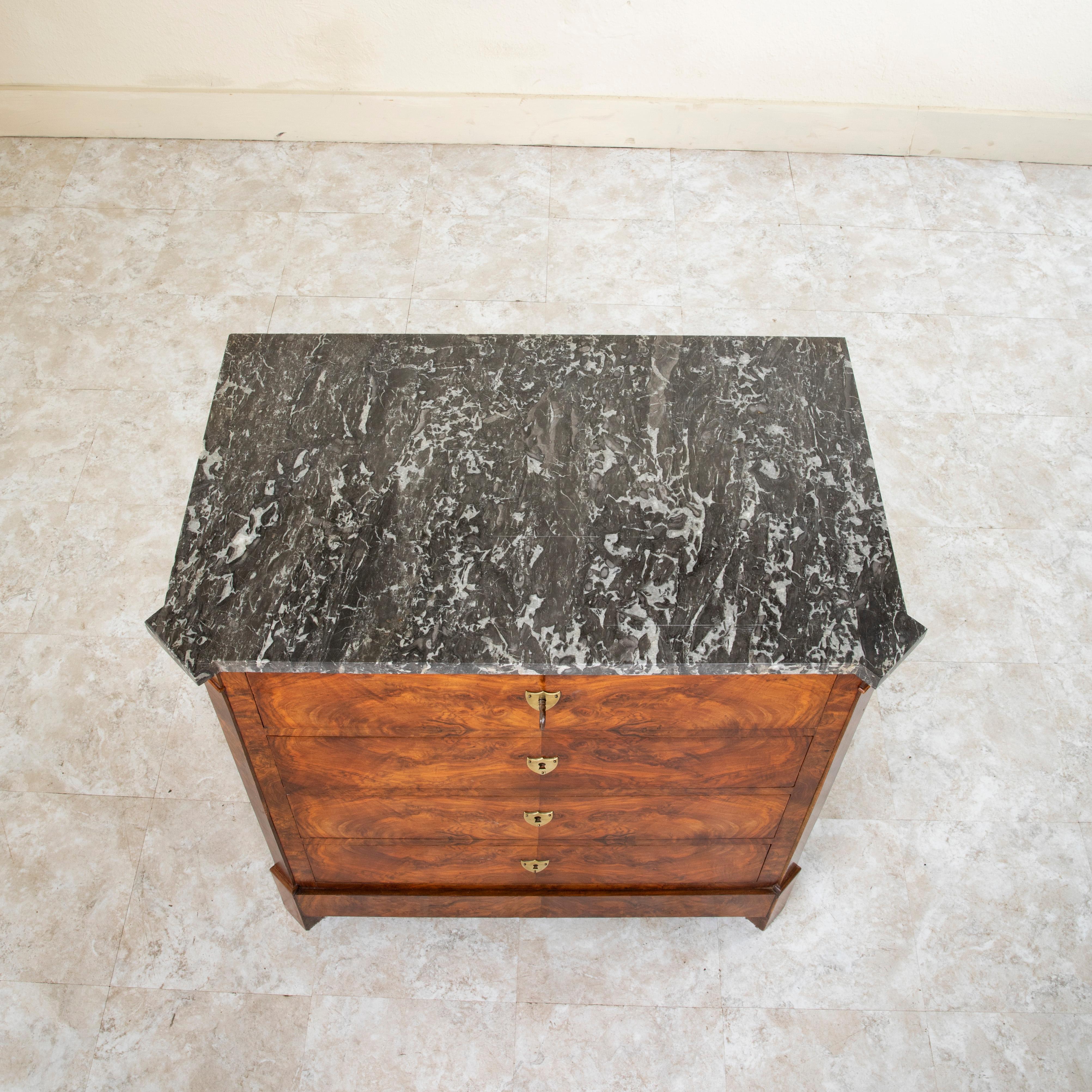 Small Scale 19th Century French Restauration Period Burl Walnut Commode 5