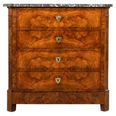 Small Scale 19th Century French Restauration Period Burl Walnut Commode