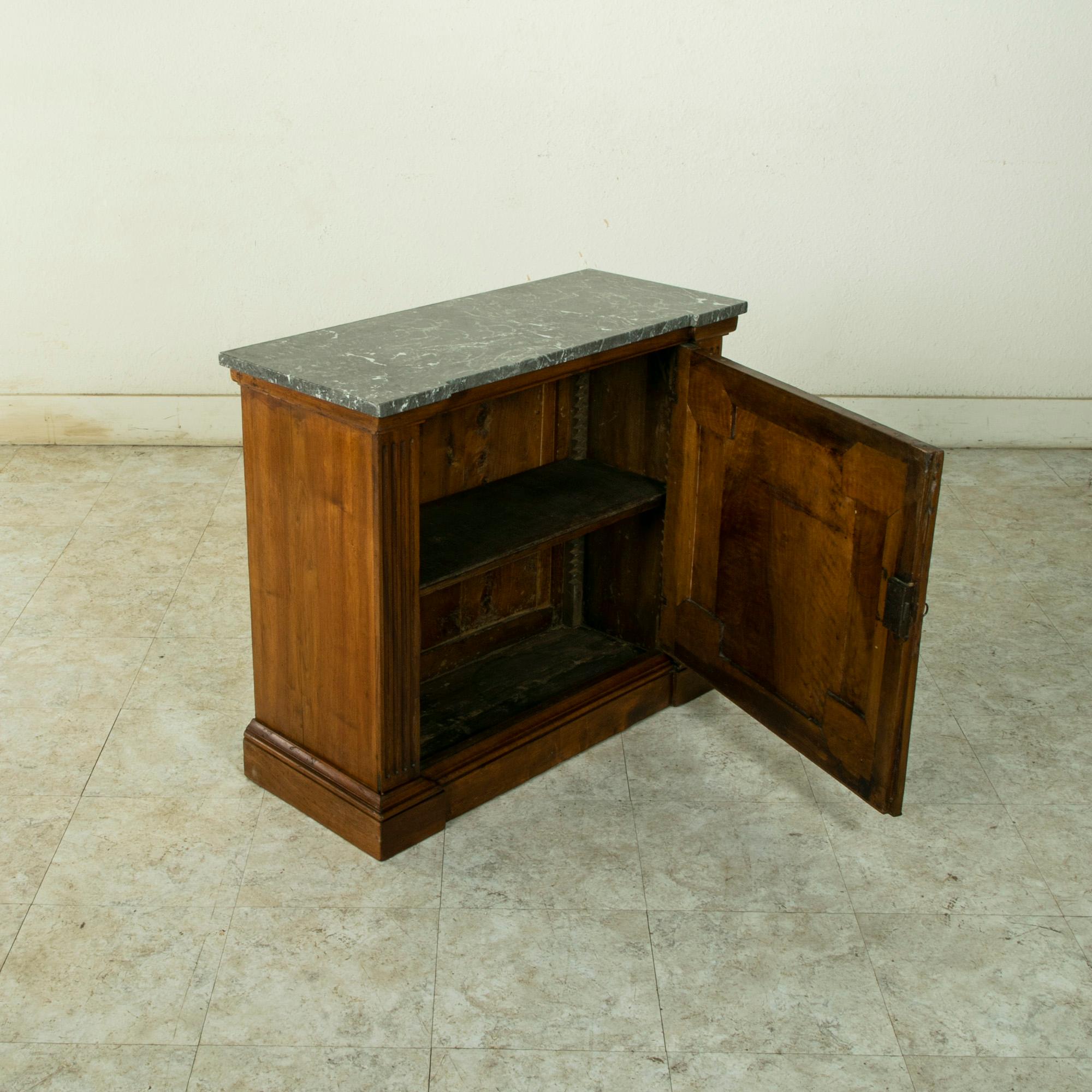 Small Scale 19th Century French Walnut Cabinet with Marble Top 7