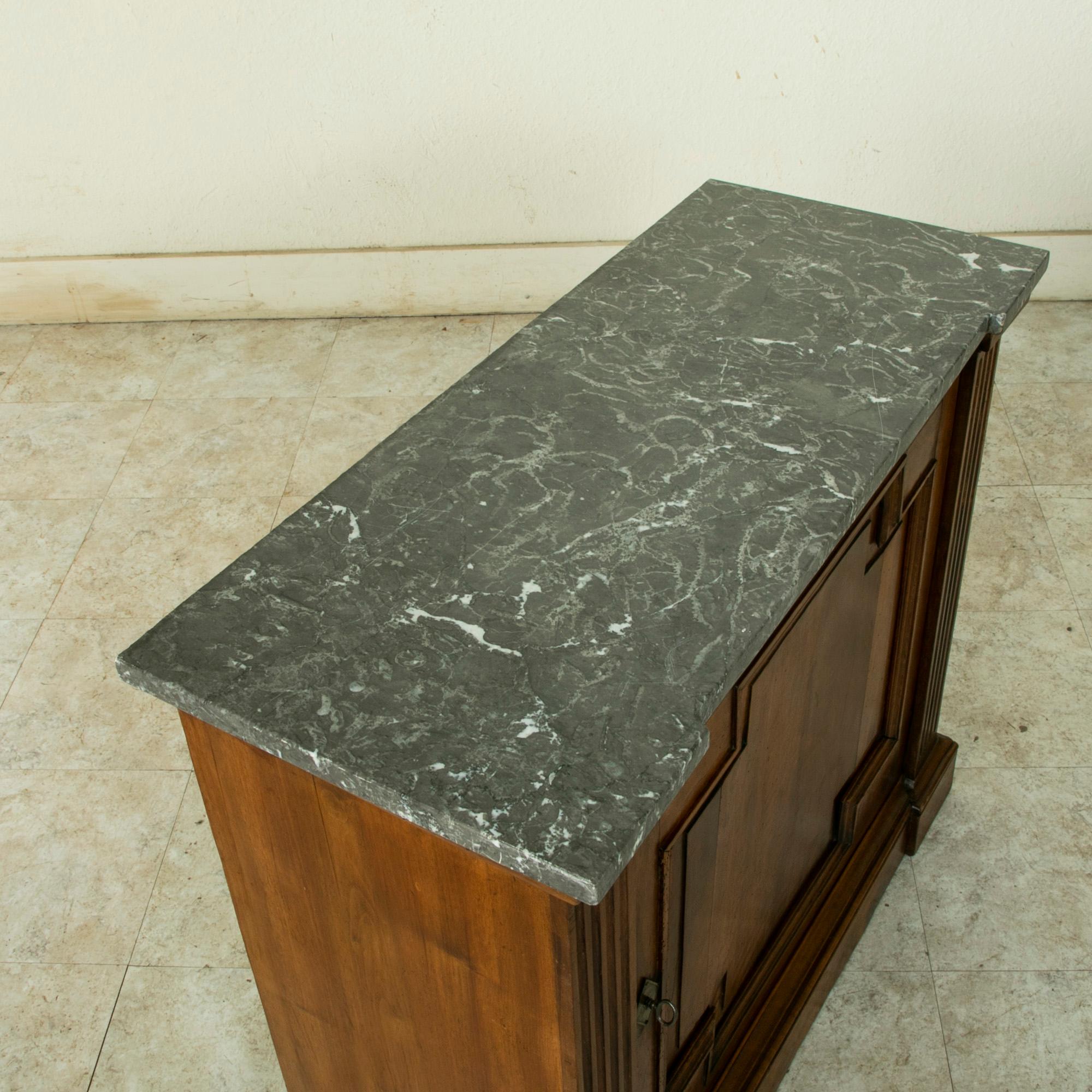 Small Scale 19th Century French Walnut Cabinet with Marble Top 4