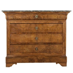 Small-Scale 19th Century Louis Philippe Period Bookmatched Commode Chest