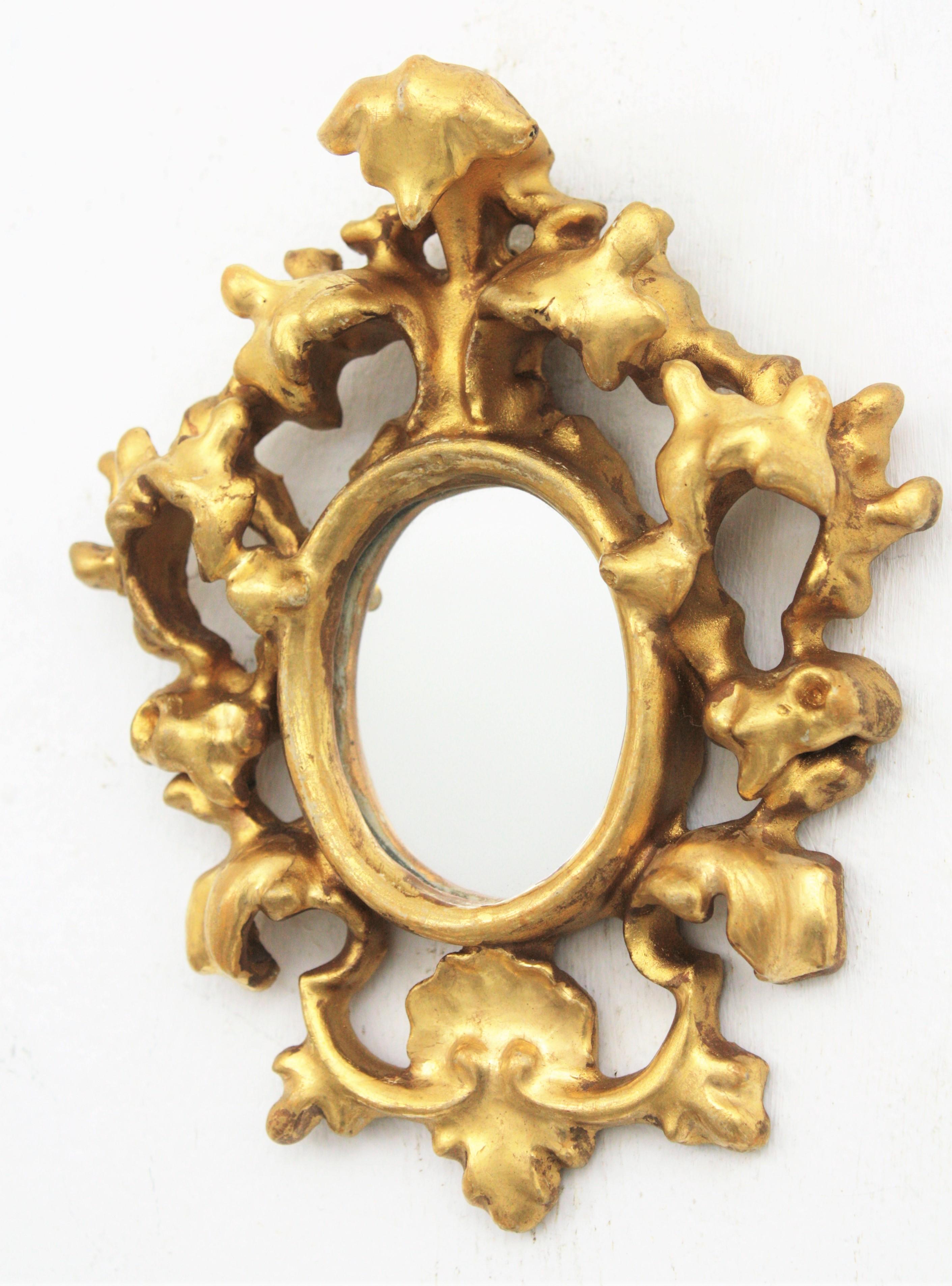 Wood Small Scale Baroque Style Giltwood Mirror / Miniature Collection Mirror