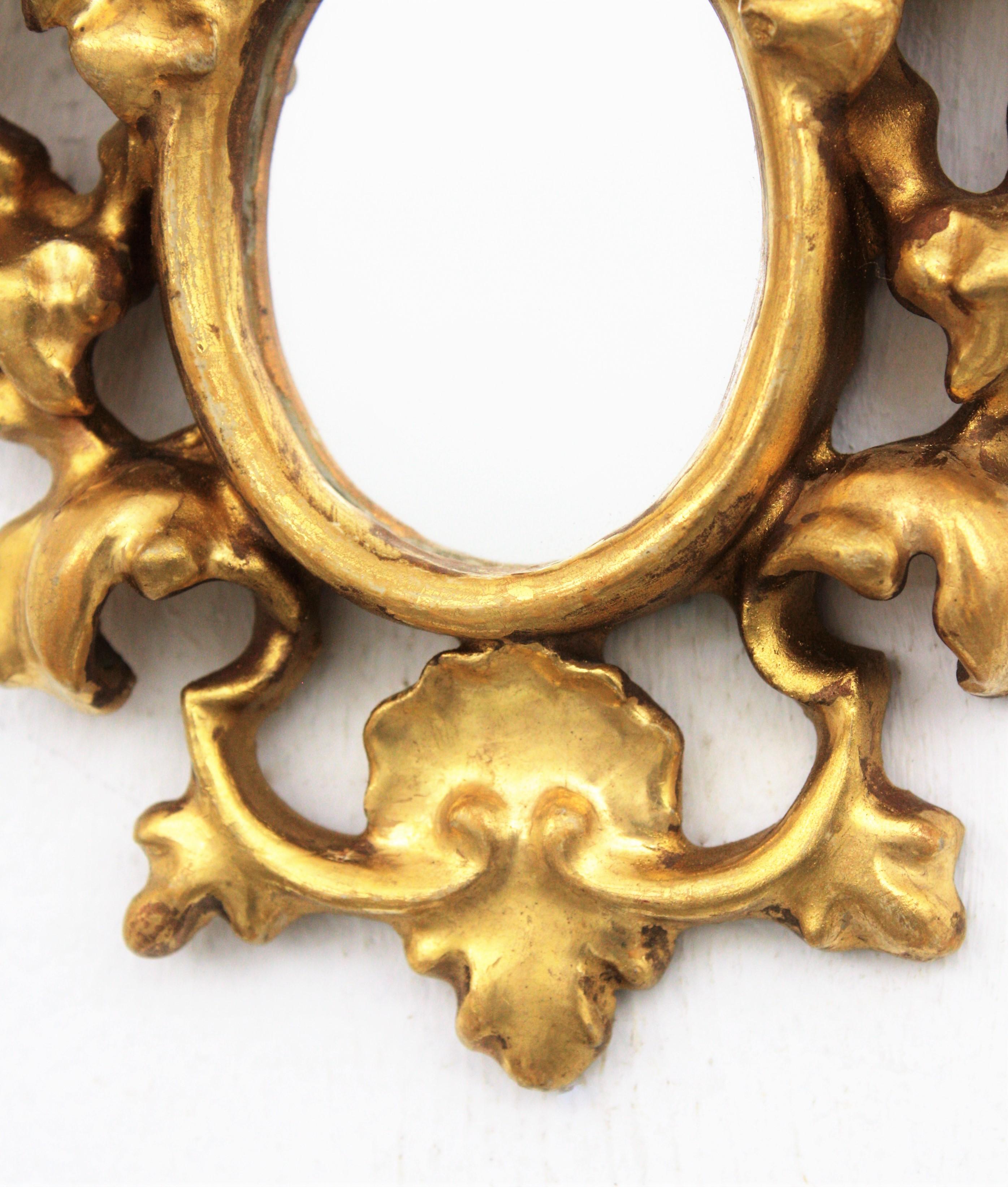 Small Scale Baroque Style Giltwood Mirror / Miniature Collection Mirror 1