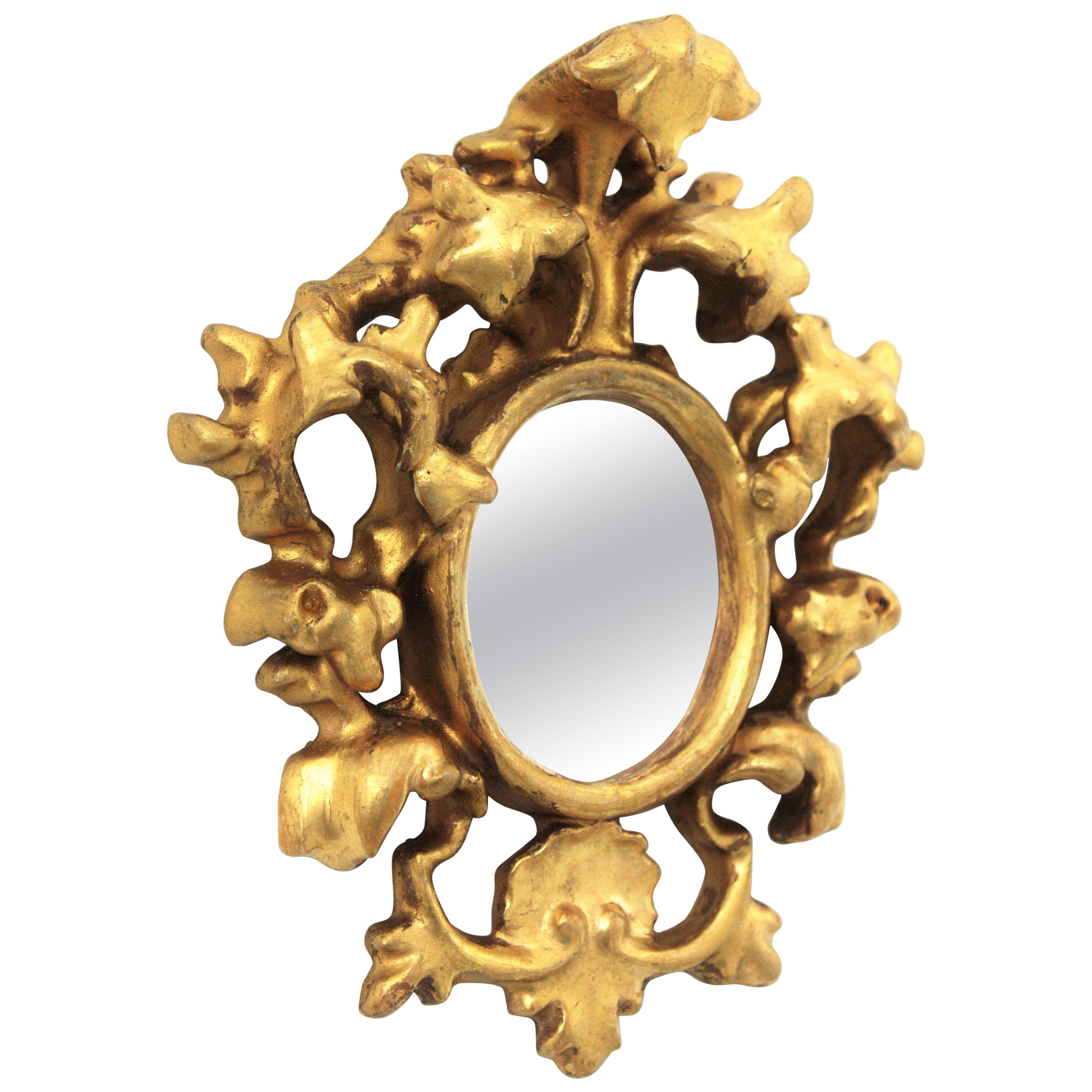 Small Scale Baroque Style Giltwood Mirror / Miniature Collection Mirror