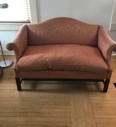 Small Scale Chippendale Style Mahogany Camelback Sofa Loveseat