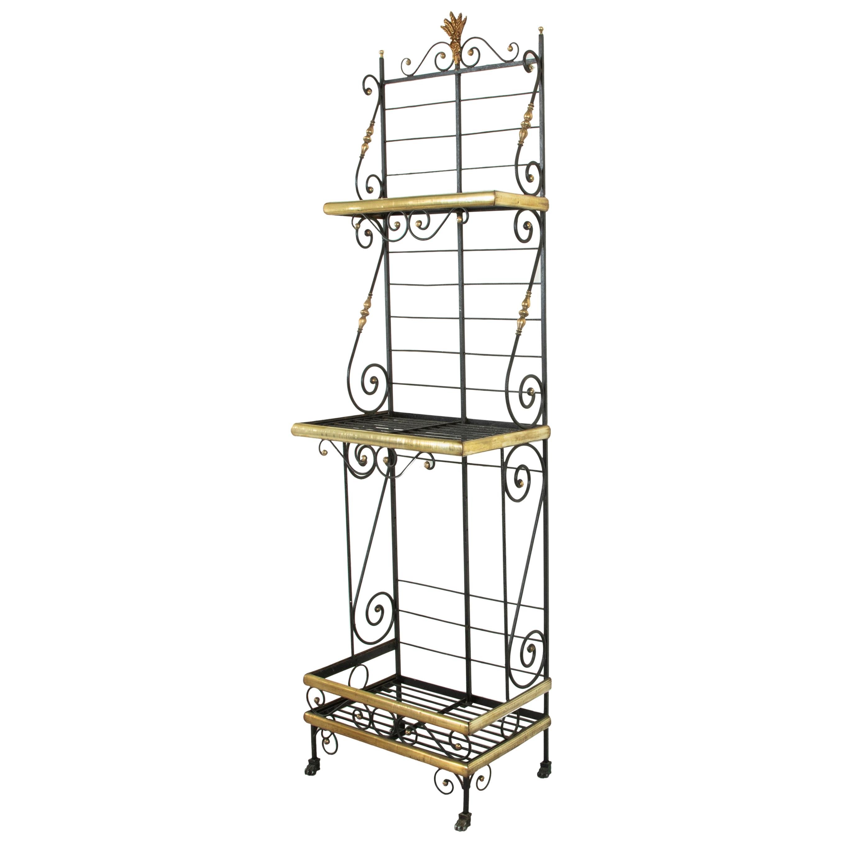 Small Scale Early 20th Century French Iron and Brass Baker's Rack or Shelves