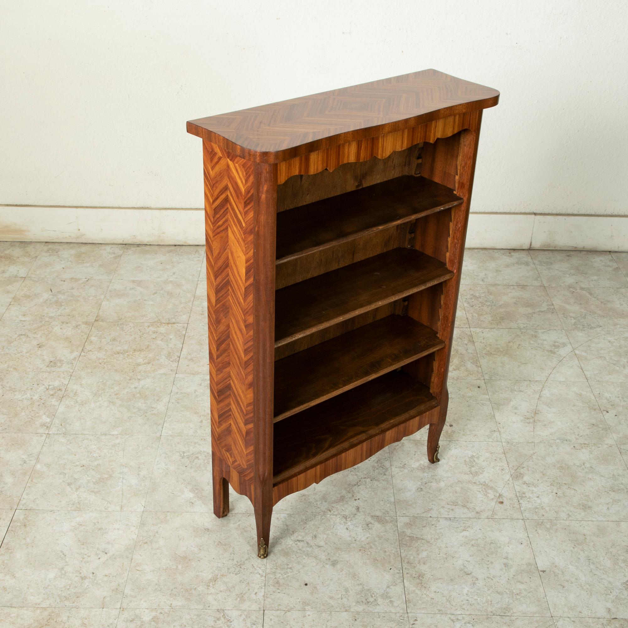 Inlay Small Scale Early 20th Century French Transition Style Inlaid Rosewood Bookshelf
