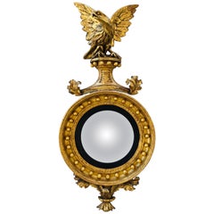 Small Scale English Convex Mirror with London Makers Stamp, circa 1820