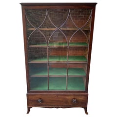 Small Scale English Mahogany Bookcase with Adjustable Shelves for Display