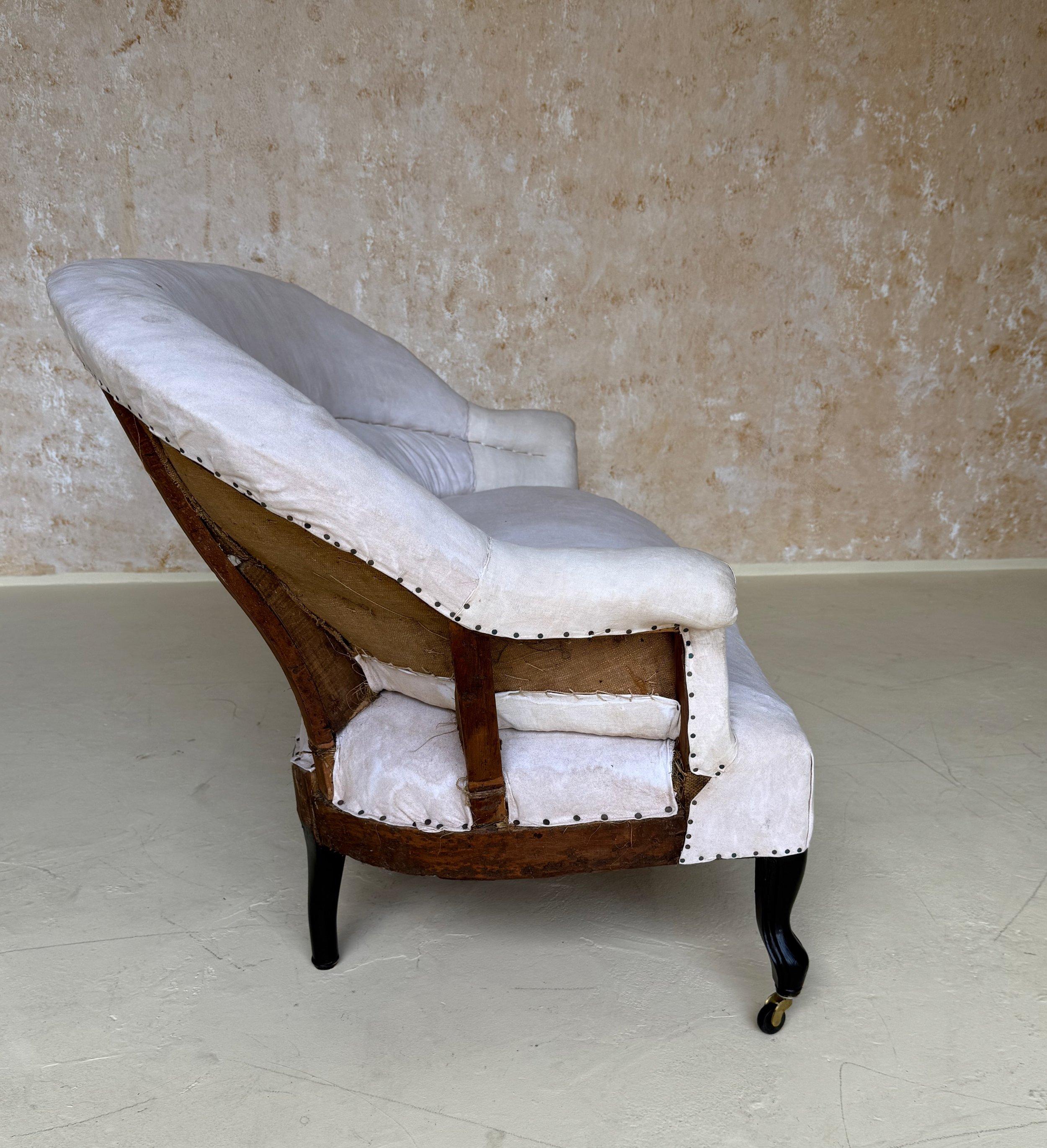 Small Scale French 19th C Napoleon III Settee in Muslin For Sale 1