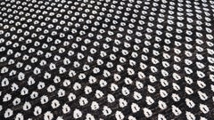 Small Scale Geometric Pattern Charcoal Light Blue Wool Rug 5'9''x7'11''