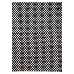 Small Scale Geometric Pattern Charcoal Light Blue Wool Rug 5'9''x7'11''