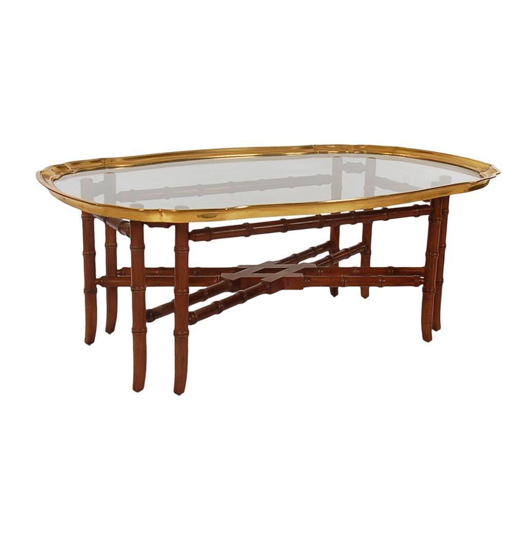 small brass and glass coffee table