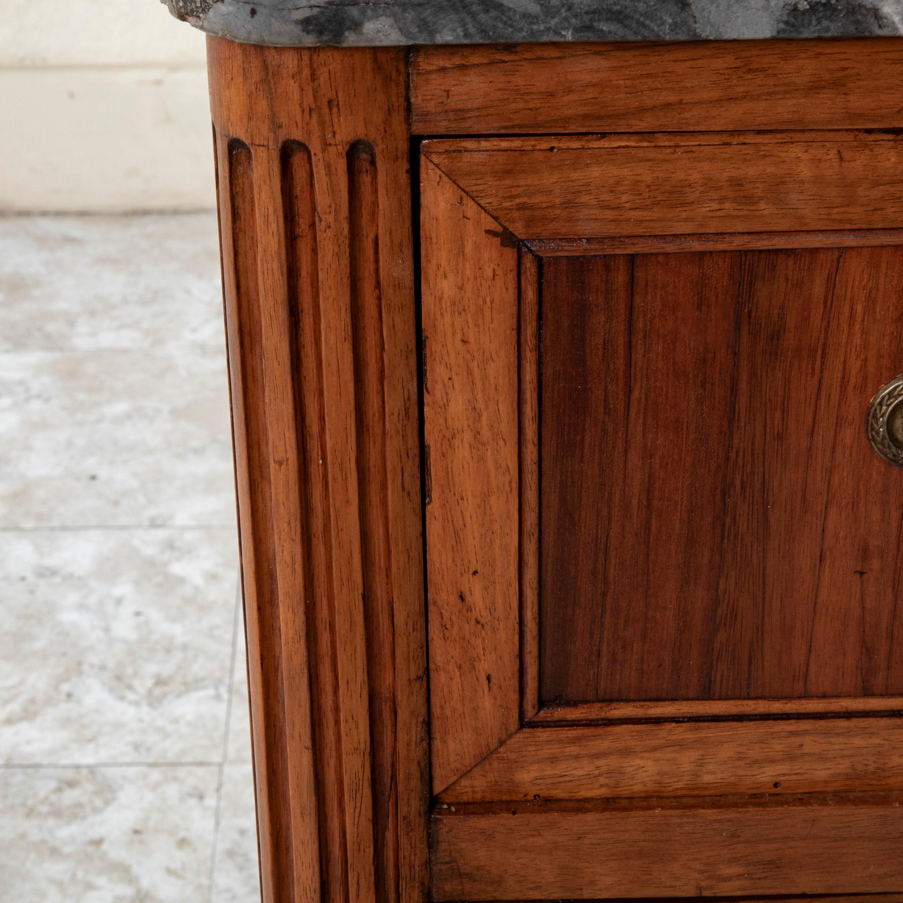 Small Scale Late 18th Century French Louis XVI Period Walnut Chest, Marble Top For Sale 7