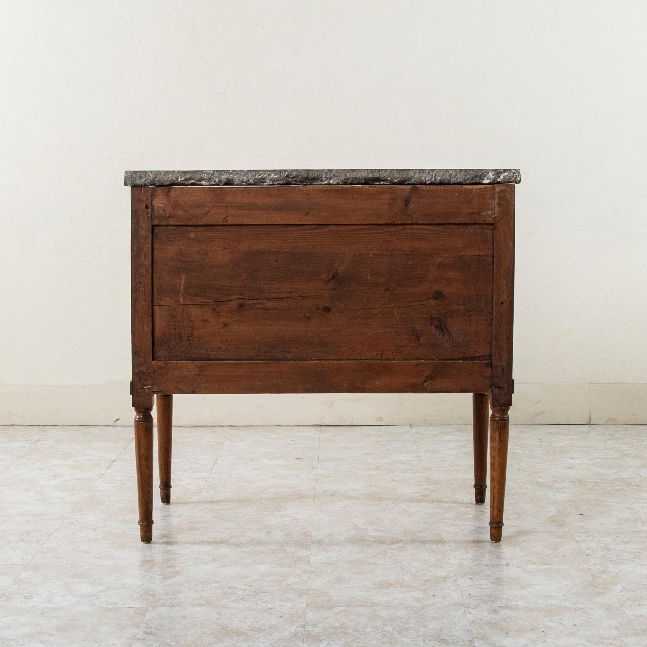 Small Scale Late 18th Century French Louis XVI Period Walnut Chest, Marble Top For Sale 1