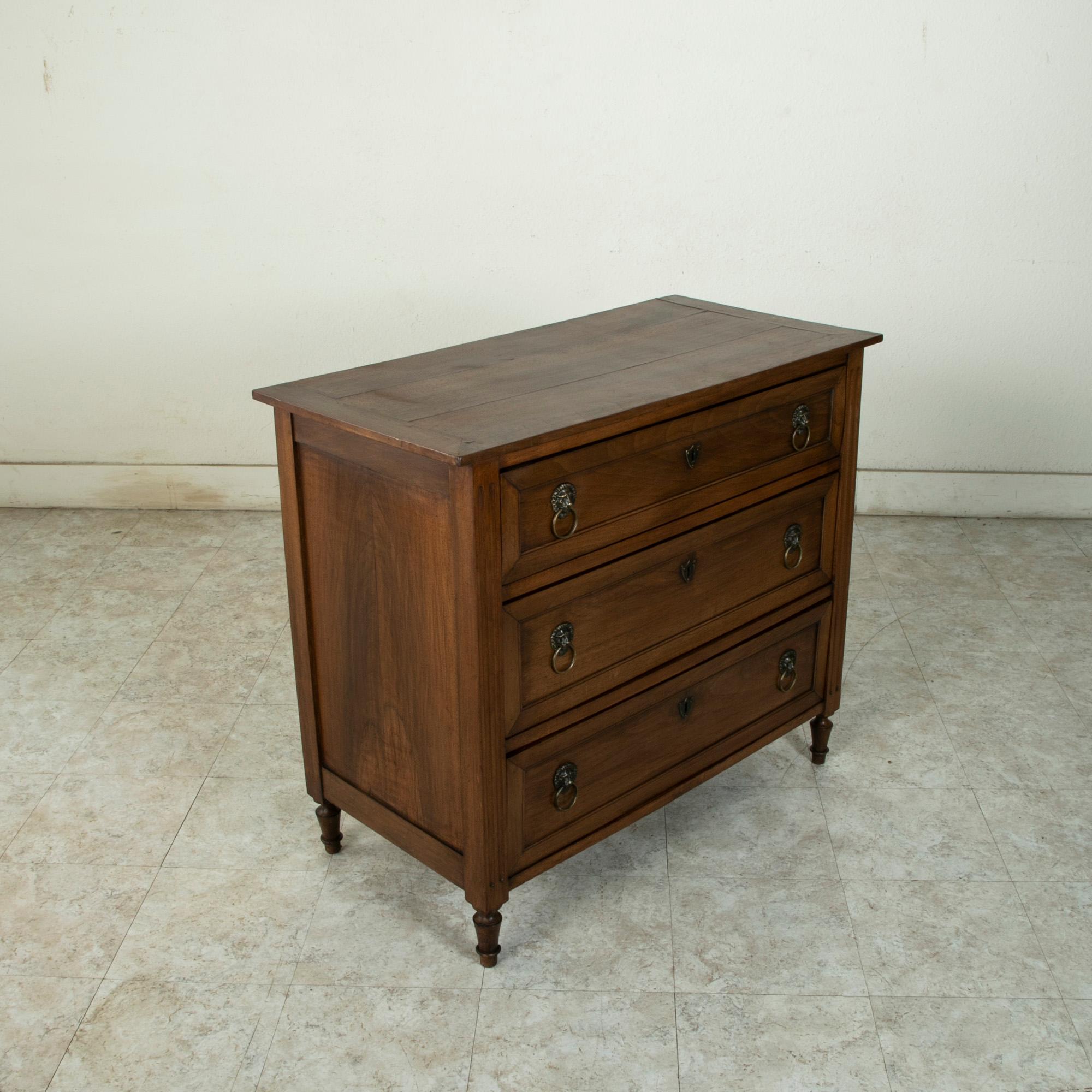 Small Scale Late 18th Century French Louis XVI Period Walnut Commode or Chest In Good Condition In Fayetteville, AR