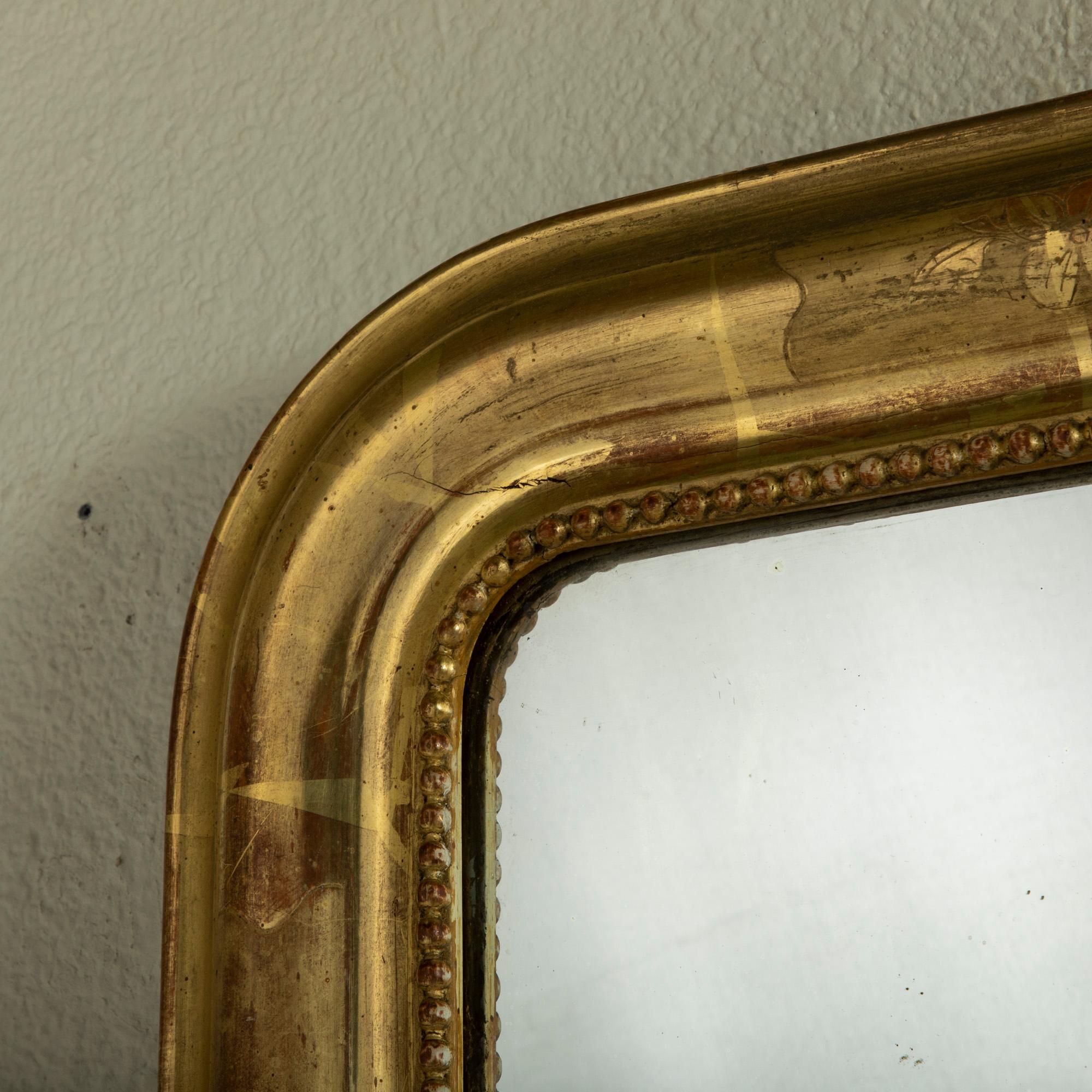 Small Scale Late 19th Century French Louis Philippe Style Gilt Wood Mirror 1