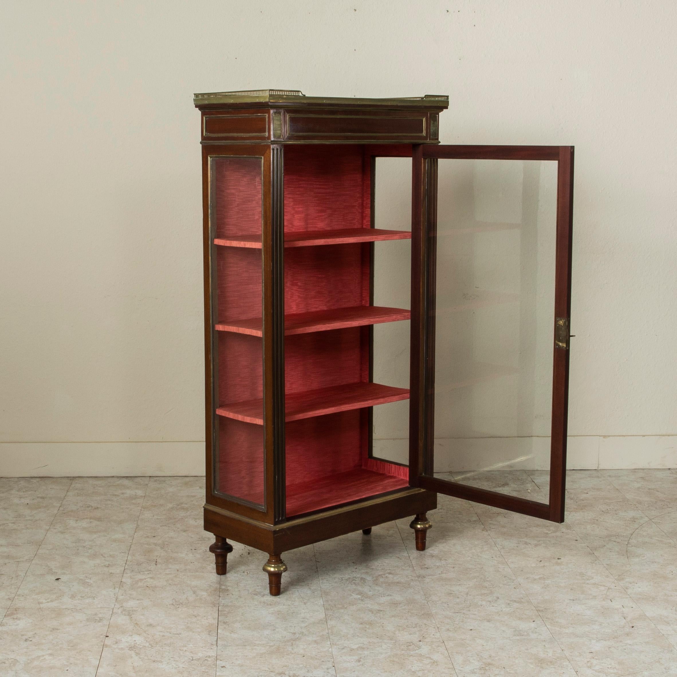 Bronze Small Scale Late 19th Century French Louis XVI Style Mahogany Vitrine, Bookcase For Sale