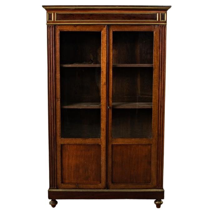 Small Scale Late 19th Century French Louis XVI Style Mahogany Vitrine, Bookcase For Sale