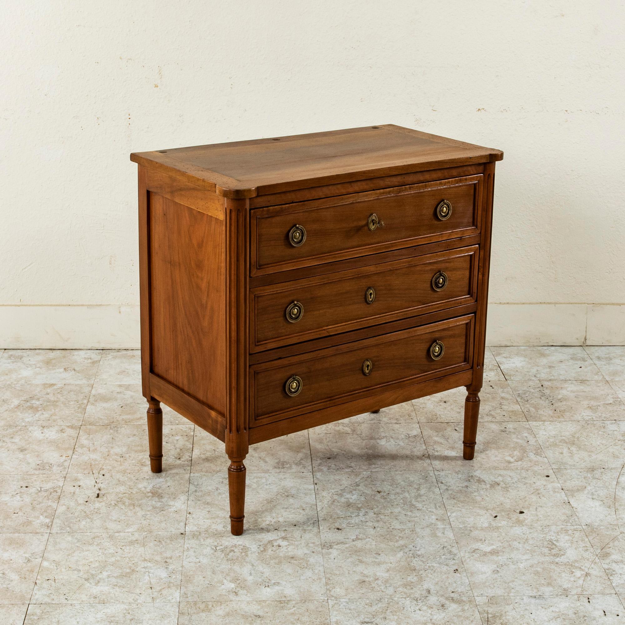 Small Scale Late 19th Century French Louis XVI Style Walnut Commode or Chest In Good Condition In Fayetteville, AR