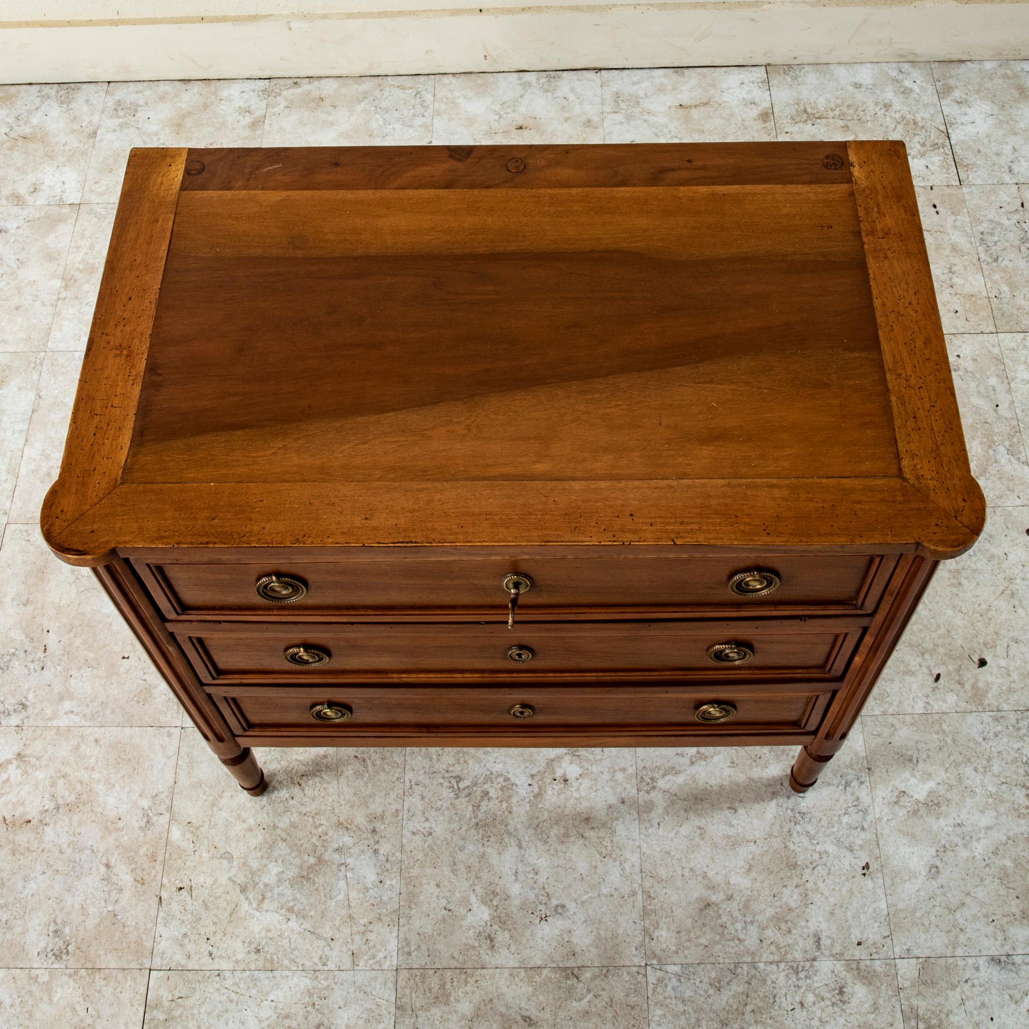 Small Scale Late 19th Century French Louis XVI Style Walnut Commode or Chest 4