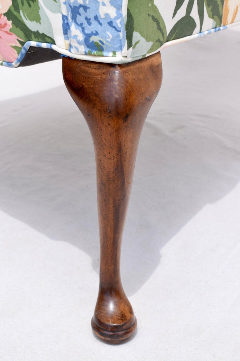 Small Scale Lee Industries Chintz Floral Wingback Chair For Sale at