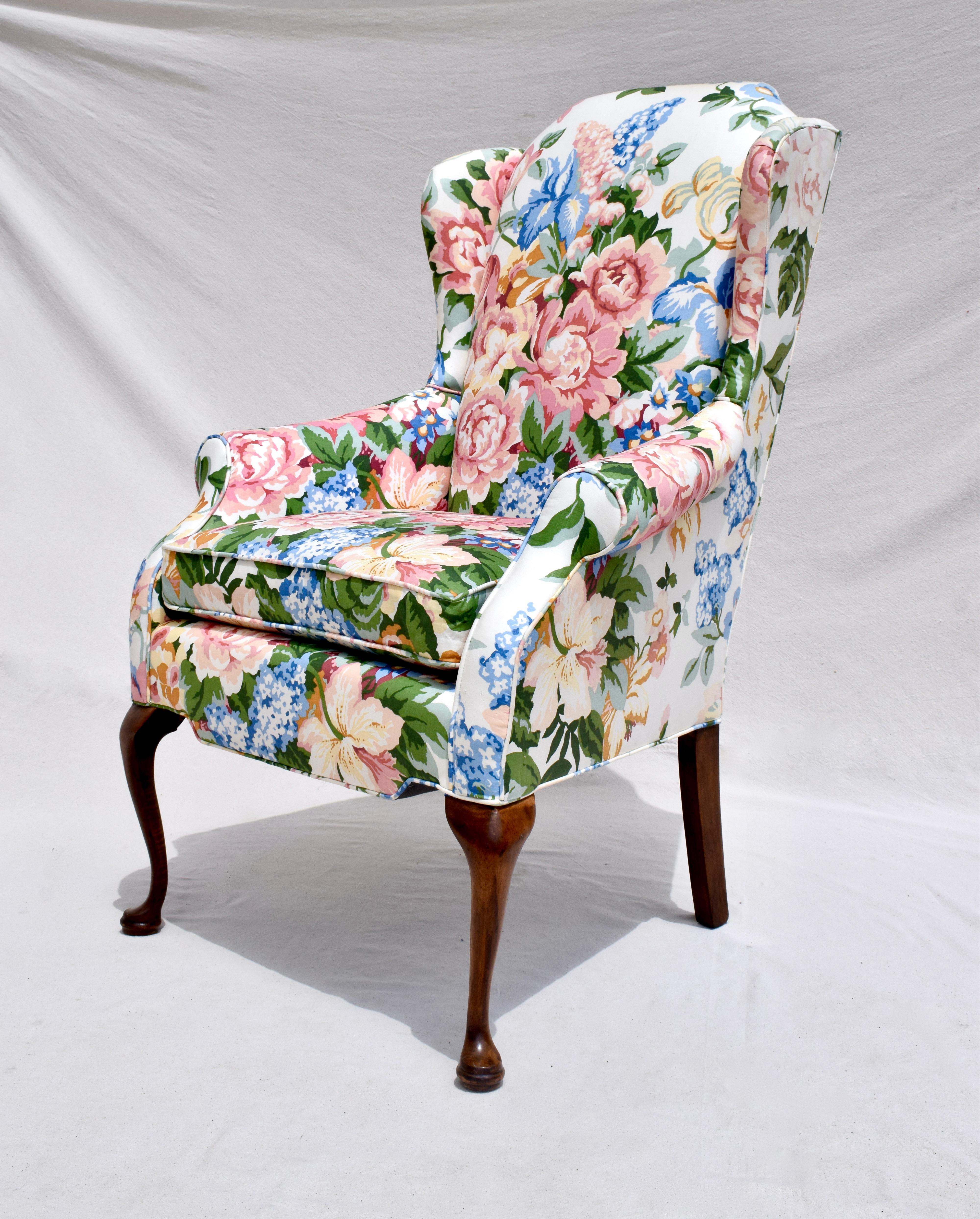 American Small Scale Lee Industries Chintz Floral Wingback Chair