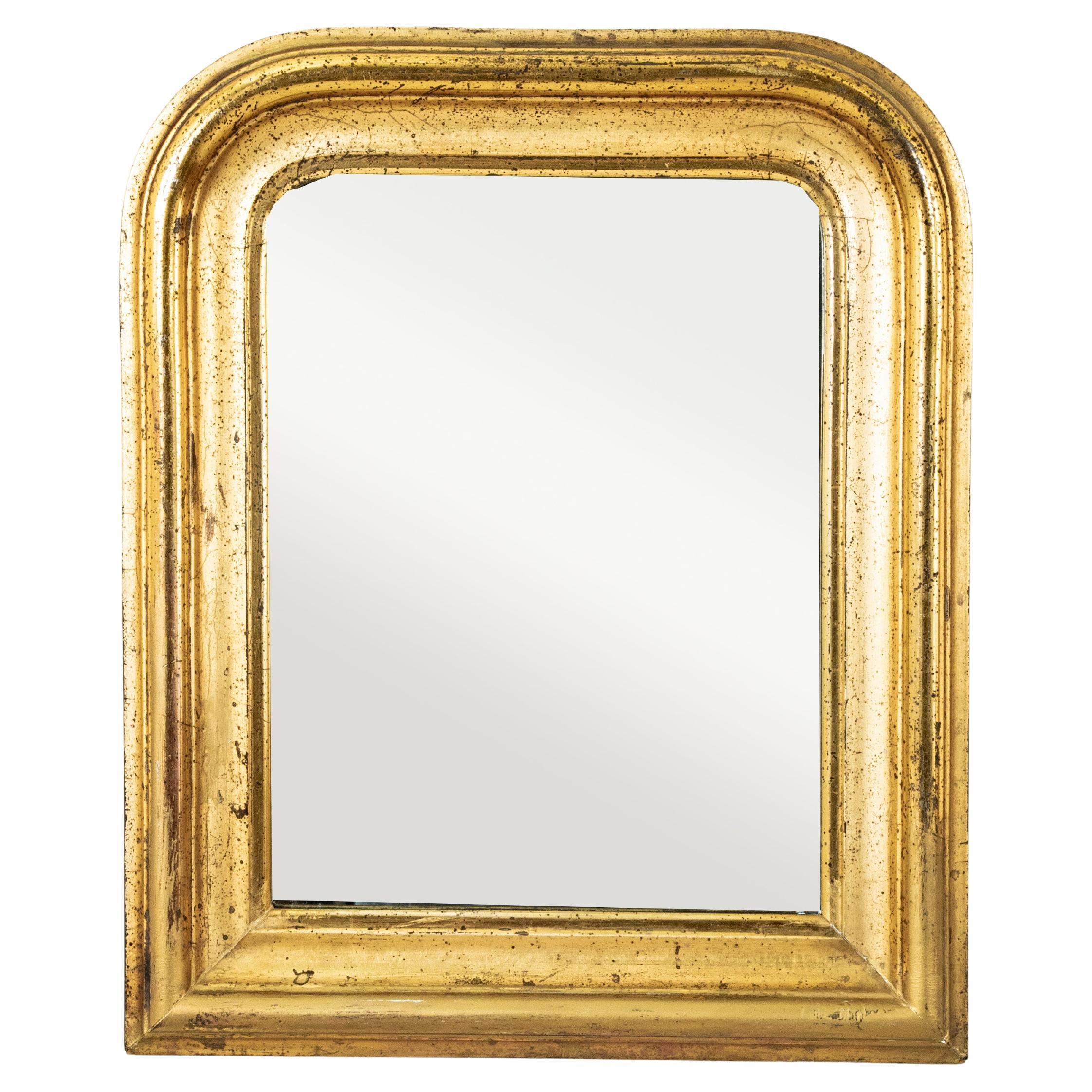 Small Scale Mid-19th Century French Louis Philippe Period Gilt Wood Mirror For Sale