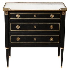 Small Scale Mid-20th Century French Louis XVI Style Black Painted Chest