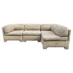 Small Scale Mid Century Modern Boxy Modular Parsons Style L Shaped Sofa 