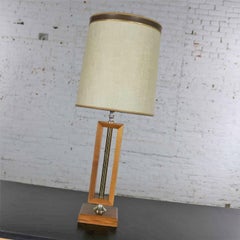 Small Scale Mid-Century Modern Walnut and Brass Lamp Style of Laurel Lamp Mfg
