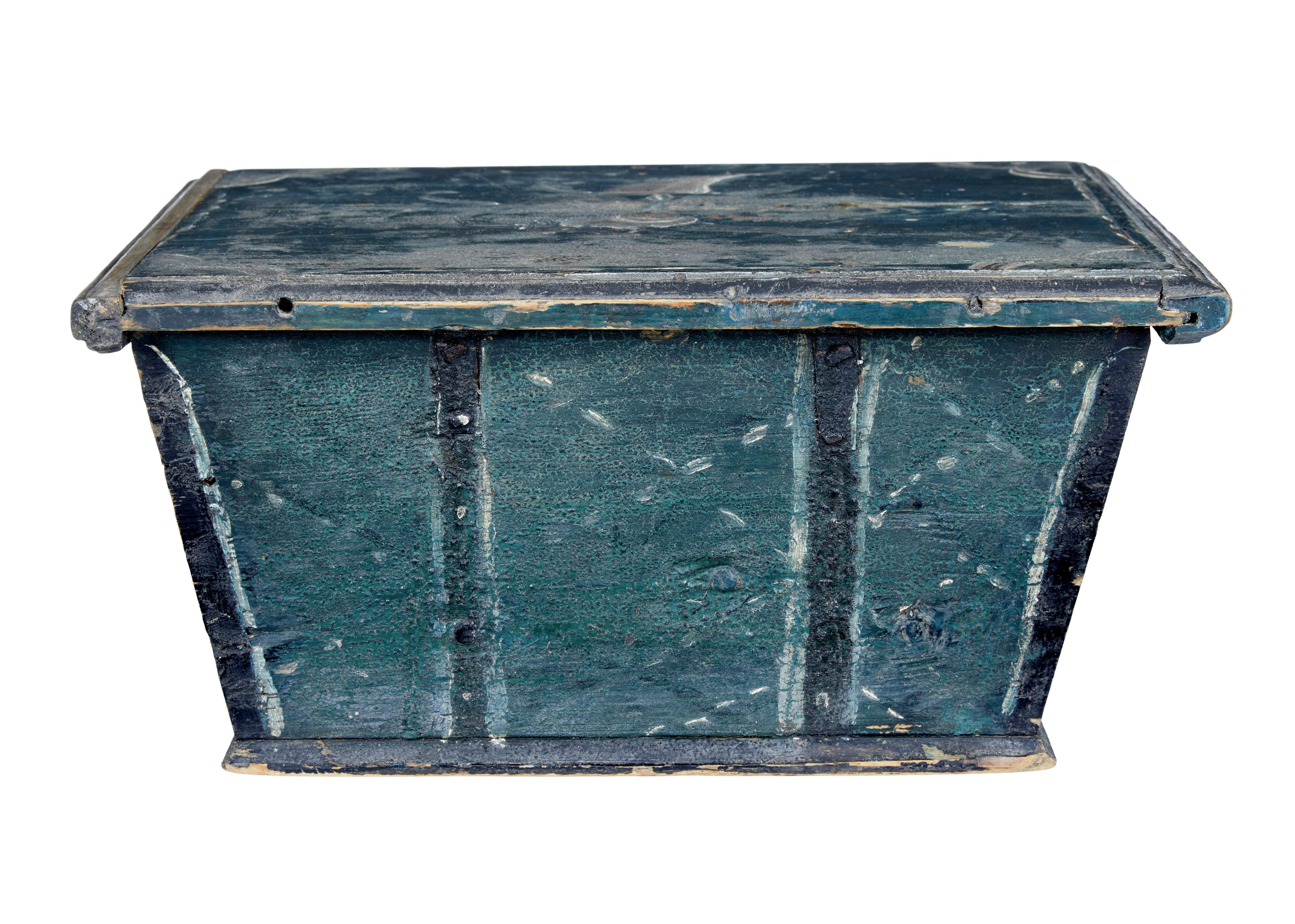 Swedish Small Scandinavian 19th century original painted sarcophagus box For Sale