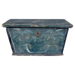 Retro Small Scandinavian 19th century original painted sarcophagus box