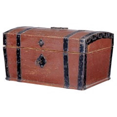 Small Scandinavian 19th century painted pine dome top box