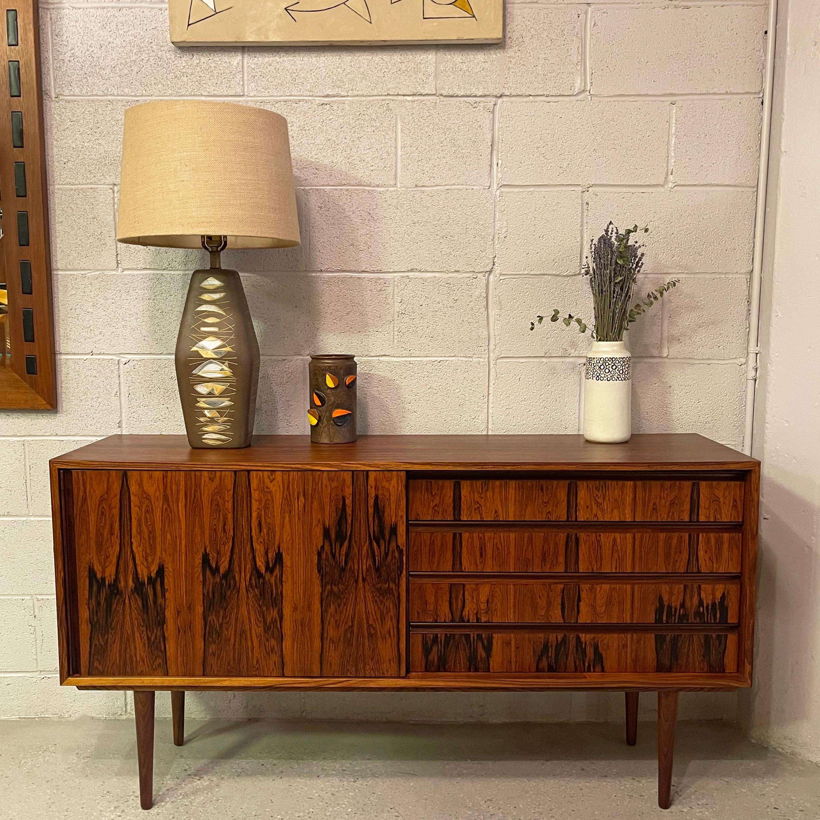 Small Scandinavian Modern Brazilian Rosewood Credenza  In Good Condition For Sale In Brooklyn, NY