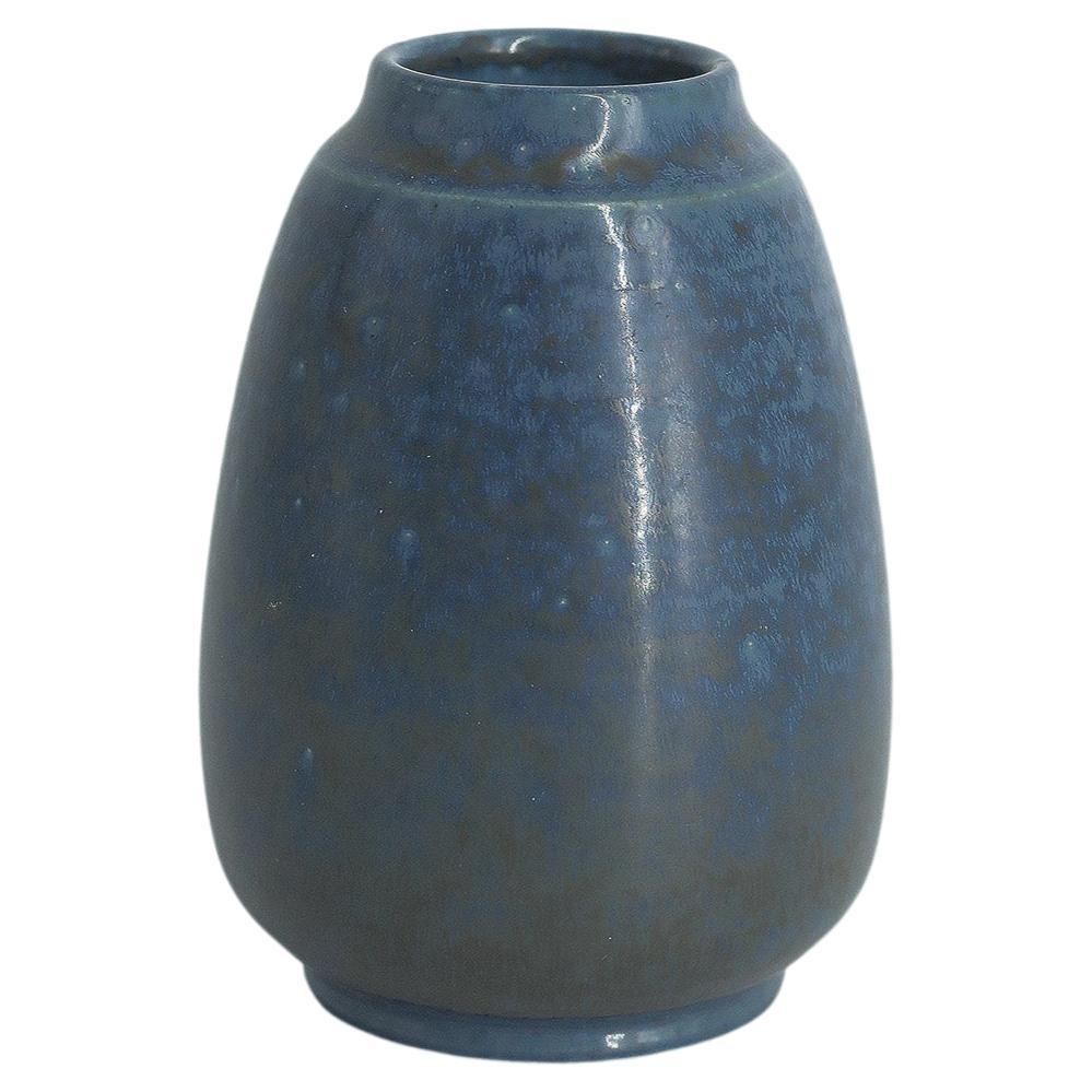 Small Scandinavian Modern Collectible Blue Stoneware Vase No. 108 by Gunnar Borg For Sale
