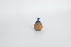 Small Scandinavian Modern Collectible Blue&Brown Stoneware Vase by Gunnar Borg