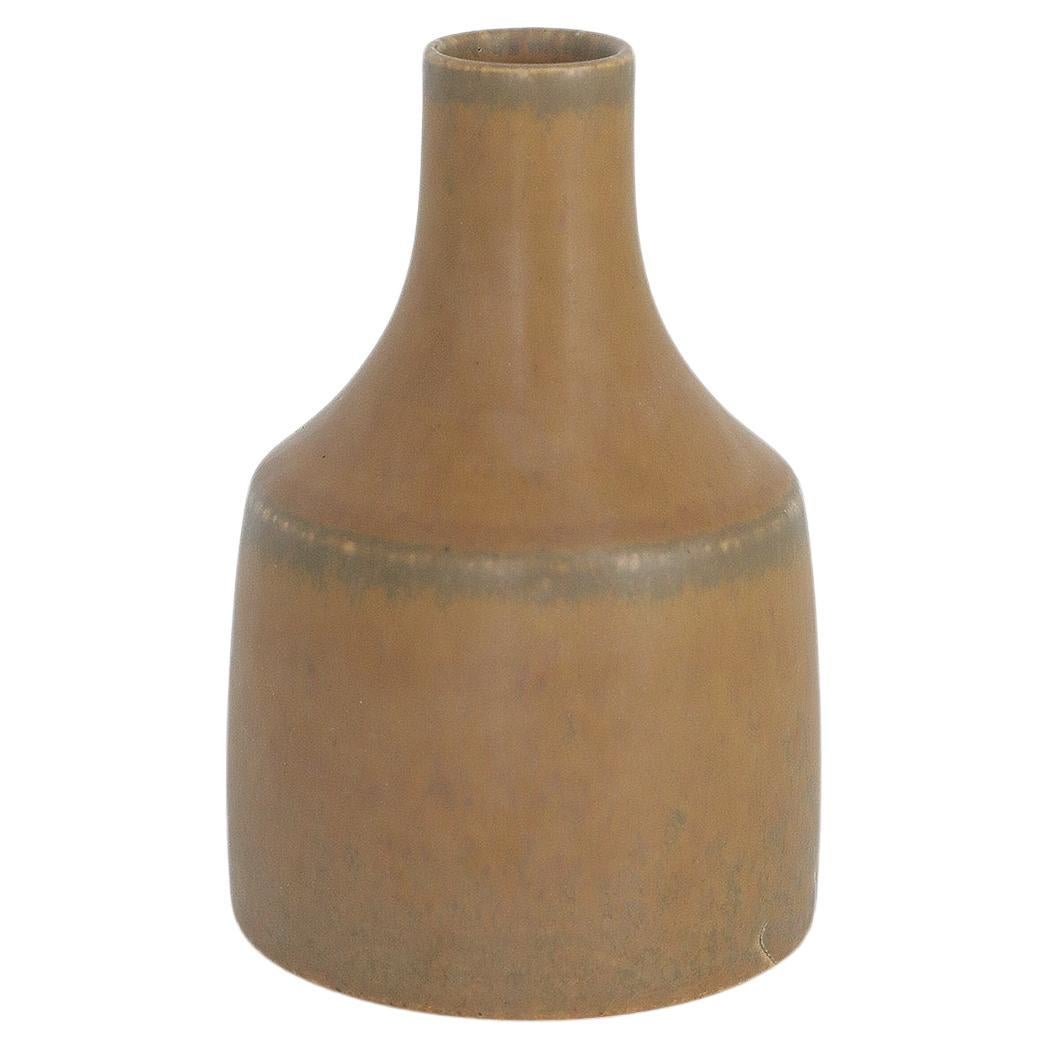 Small Scandinavian Modern Collectible Caramel Stoneware Vase by Gunnar Borg For Sale