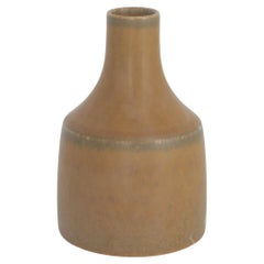 Retro Small Scandinavian Modern Collectible Caramel Stoneware Vase by Gunnar Borg