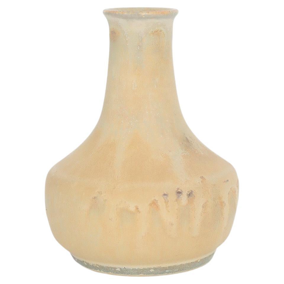 Small Scandinavian Modern Collectible Sandy Brown Stoneware Vase by Gunnar Borg  For Sale