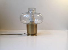 Small Scandinavian Modern Table Lamp in Brass and Glass from Fog & Mørup, 1970s
