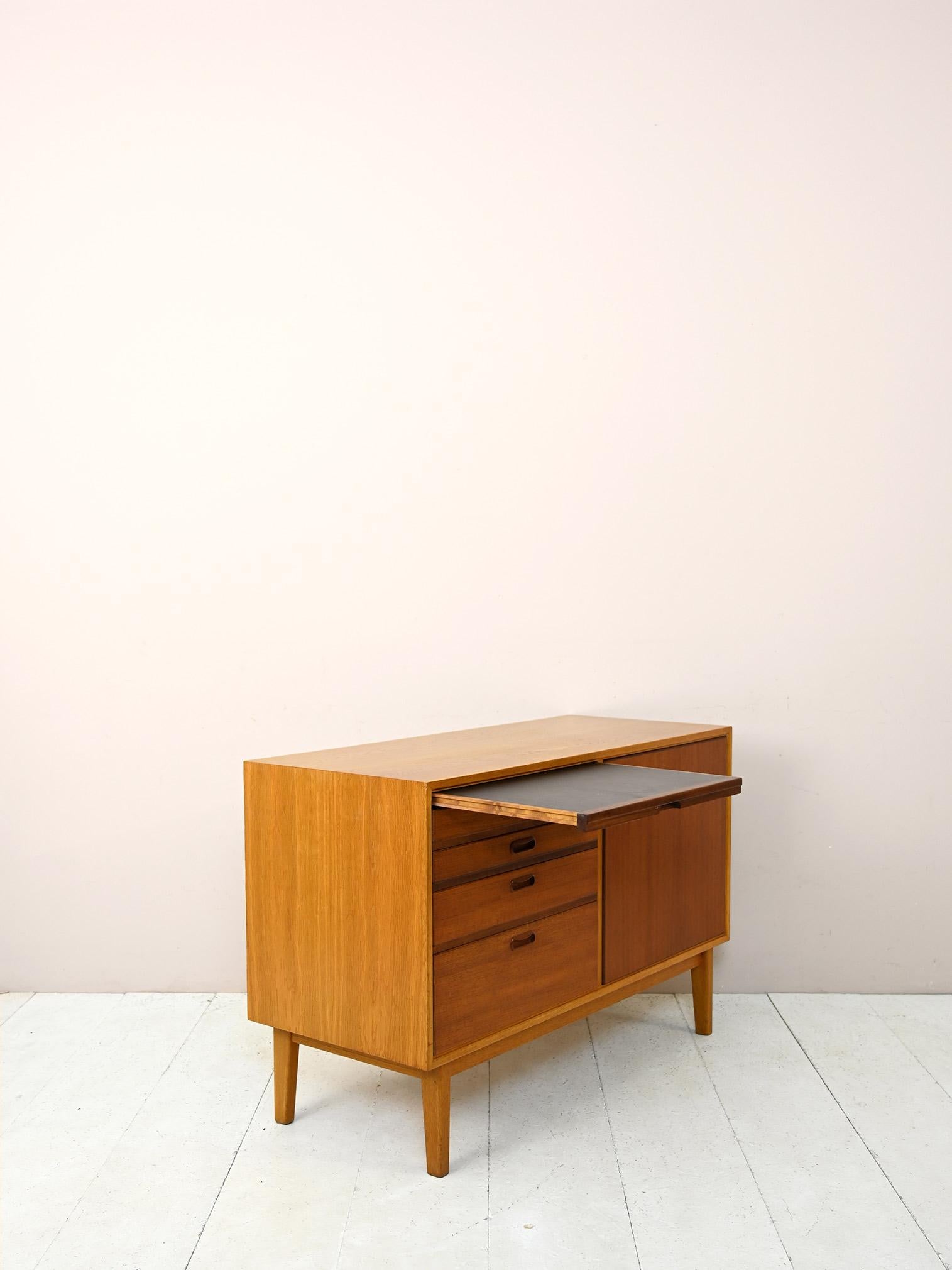 Scandinavian Modern Small Scandinavian Sideboard with Pull-Out Top For Sale